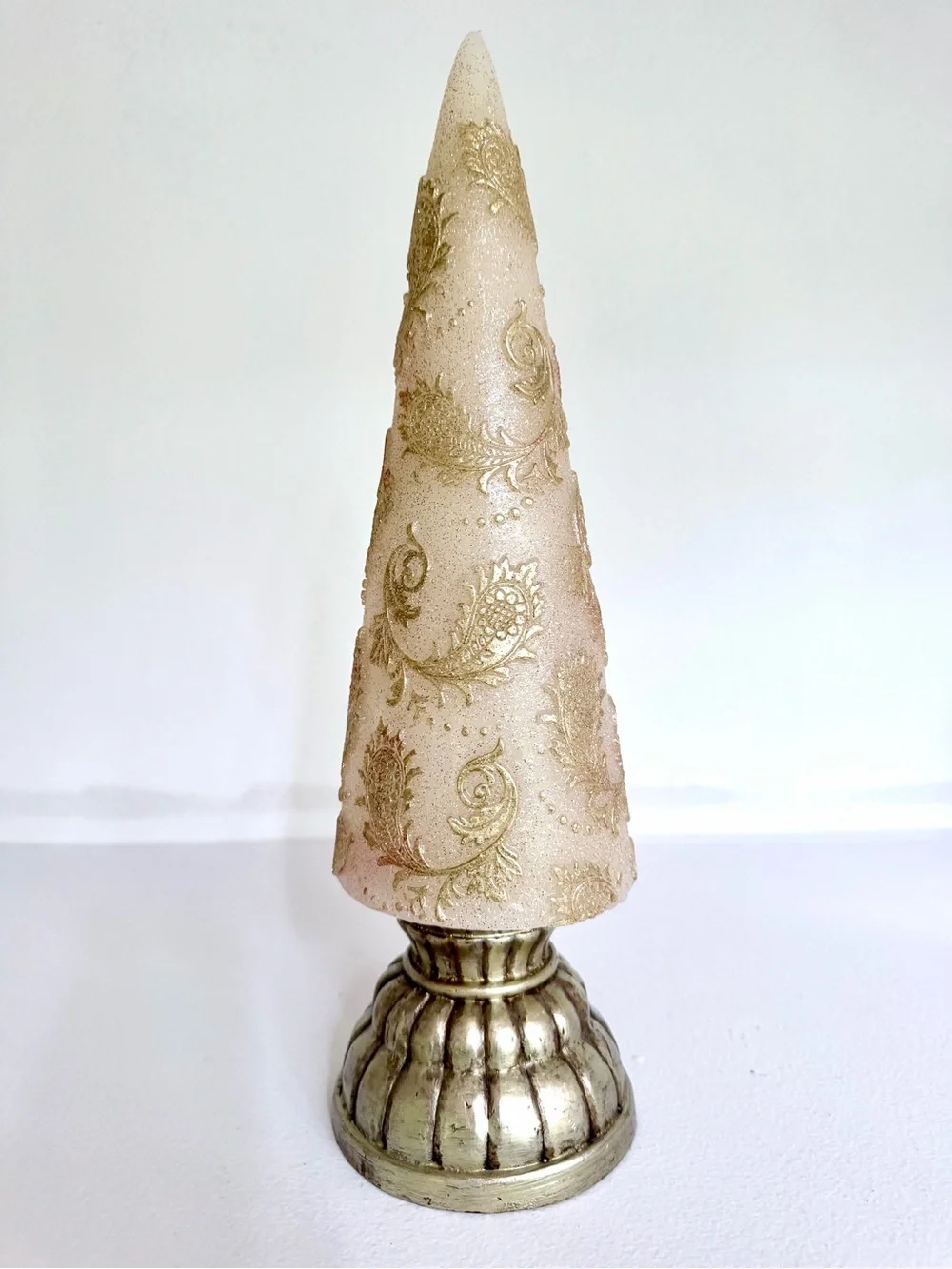 Three Illuminating Gold Wax Holiday Cone Trees - Picture 11 of 16